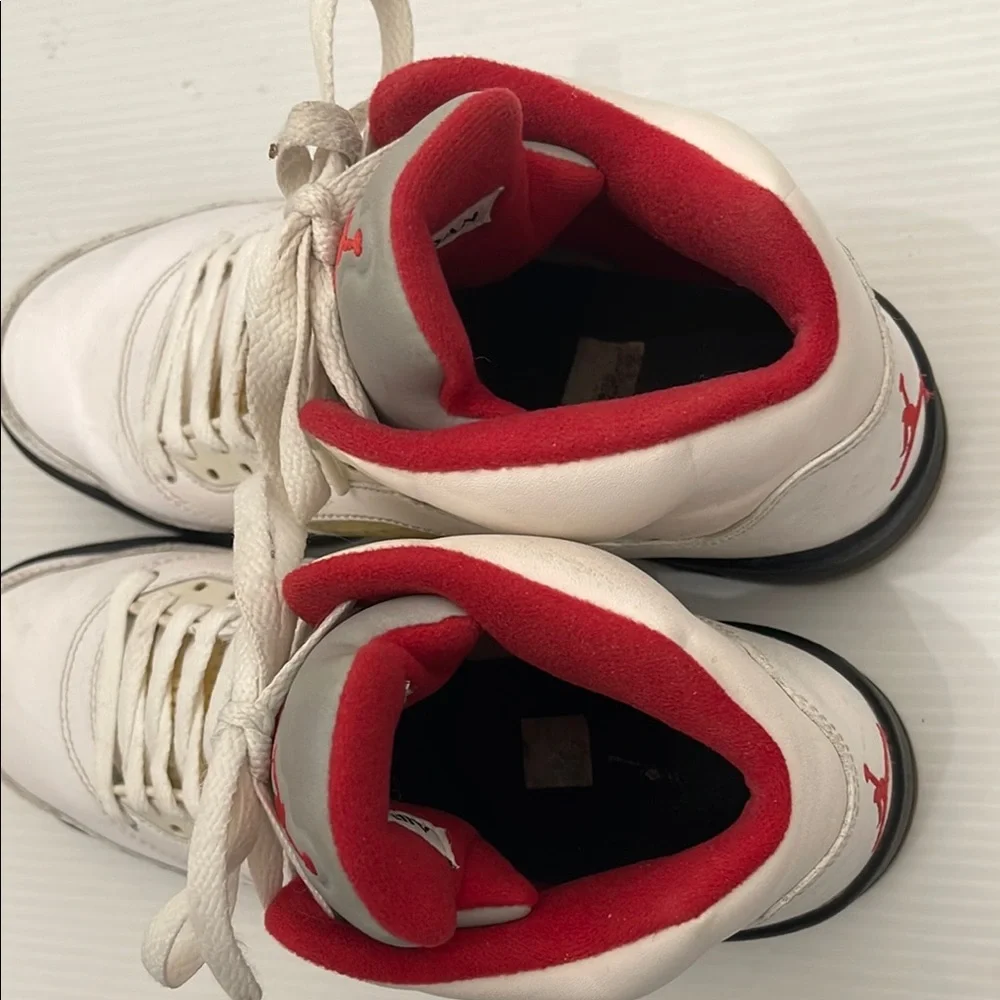 White and Red High-Top Sneakers
